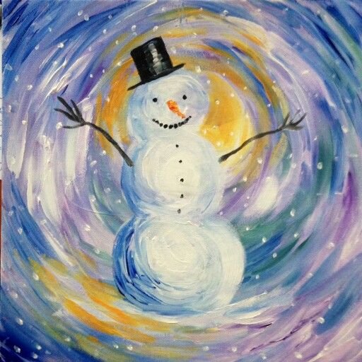 Снеговик красками