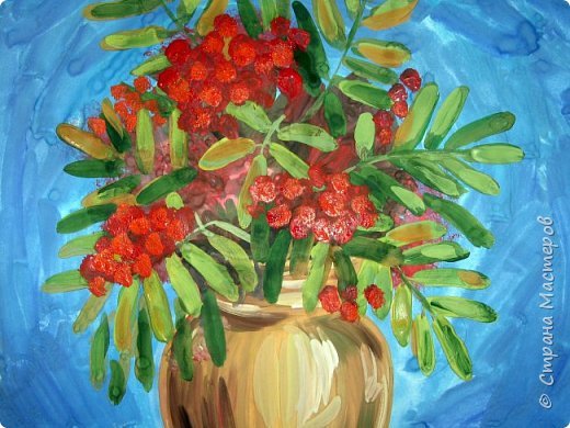 Осенний букет гуашью для детей