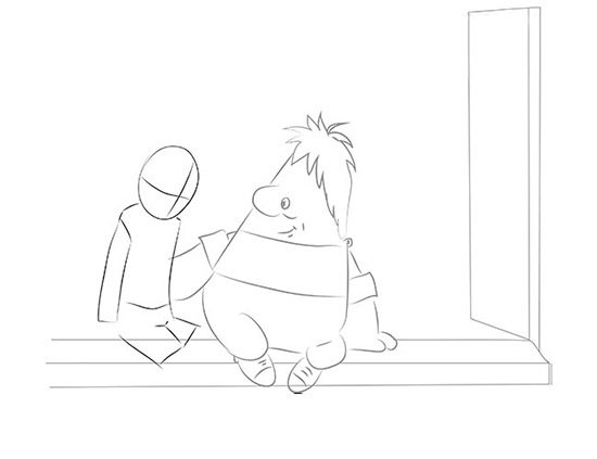 Карлсон рисунок карандашом поэтапно