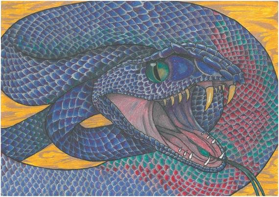 Чешуя змеи гуашью