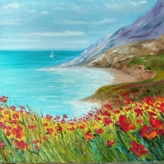 Маковые поля в Крыму живопись