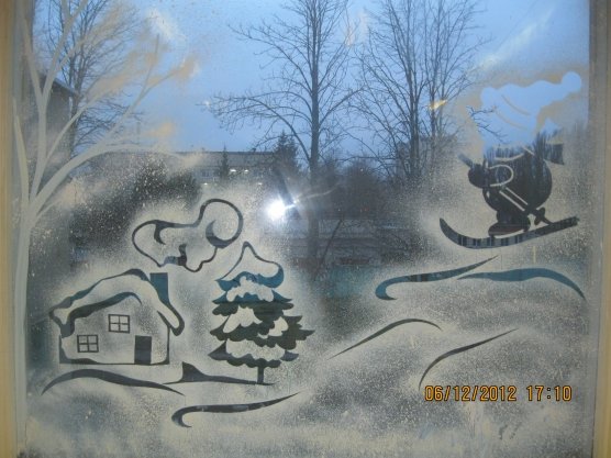 Узоры на окна красками