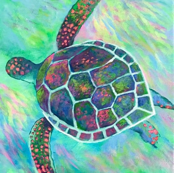 Черепашка красками для детей