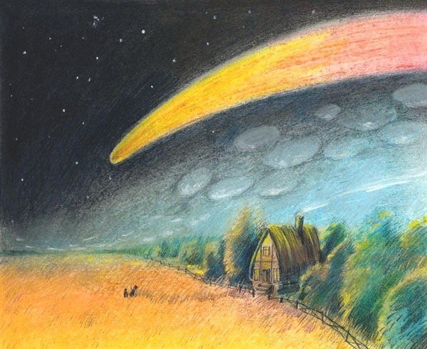 Комета гуашью