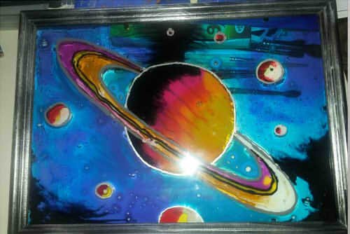 Комета рисунок красками в космосе