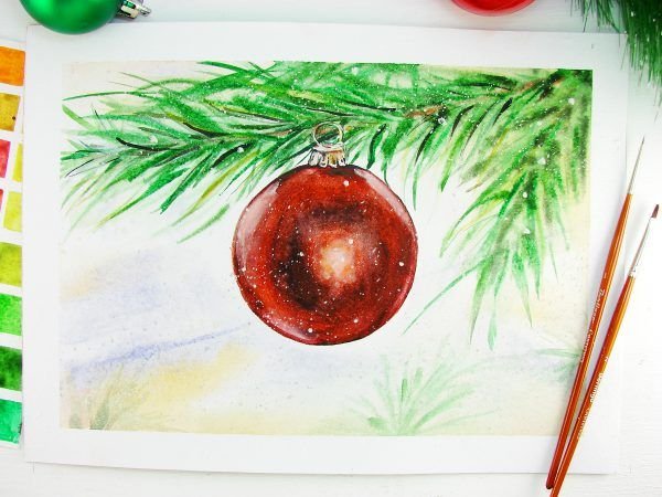 Елочные шары гуашью