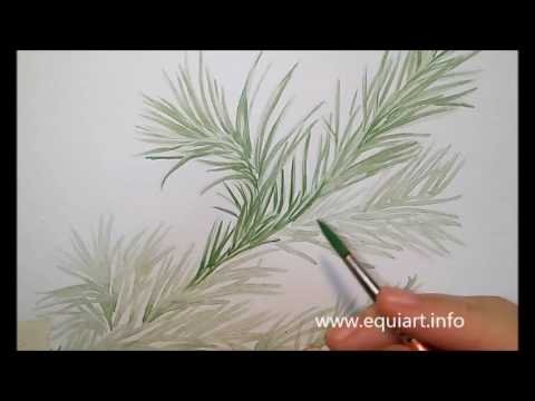 Елочная ветка гуашью