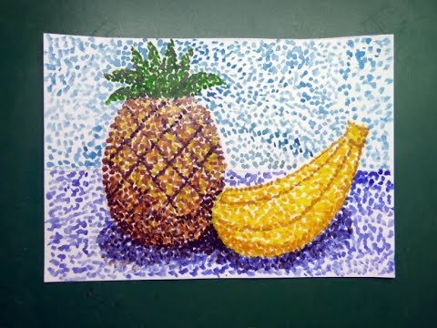 Пуантилизм фрукты ананас