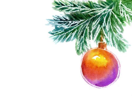 Еловые ветки гуашью