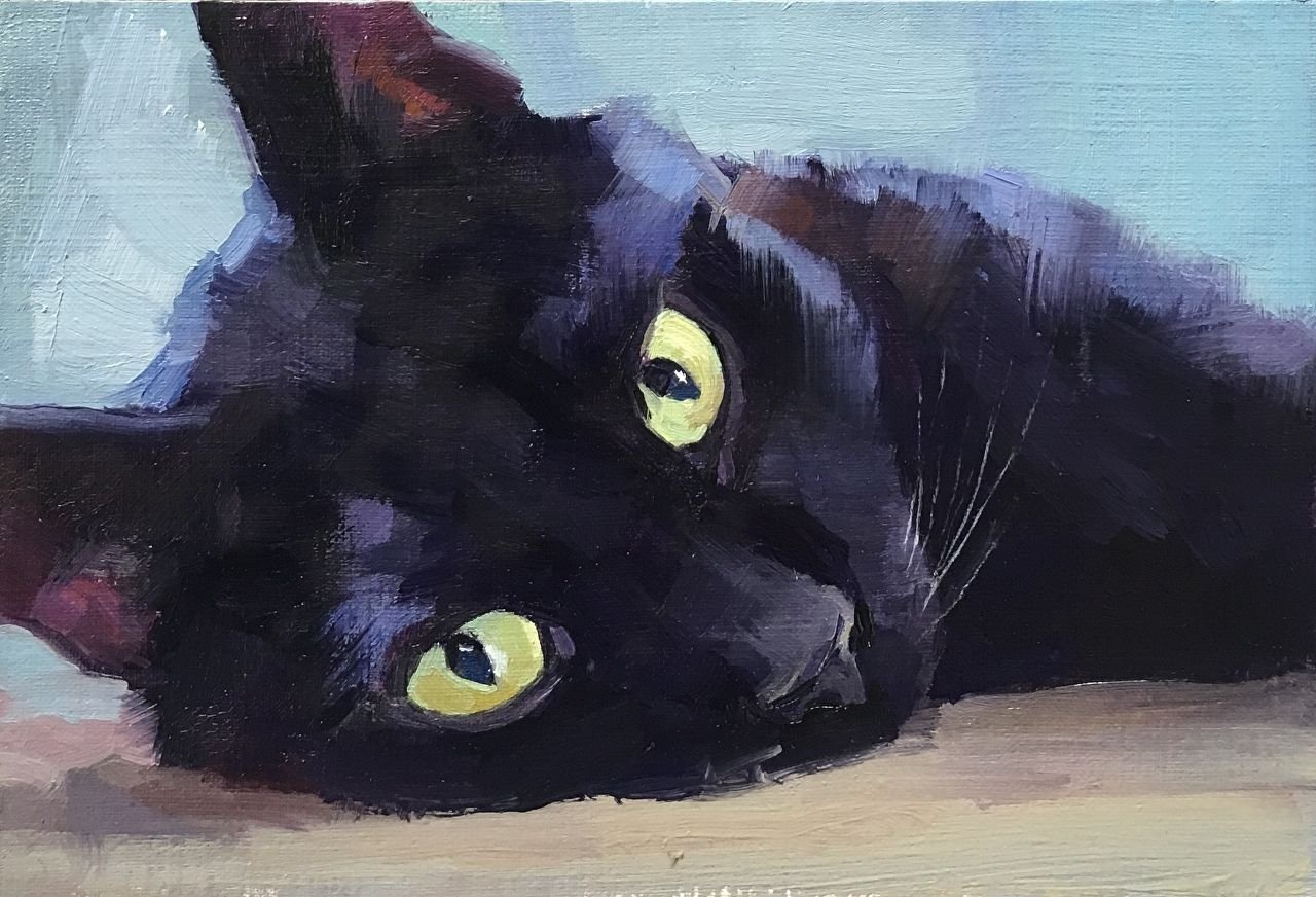 Черный кот акрилом