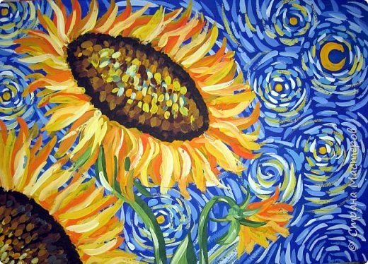 Подсолнухи поле акварель