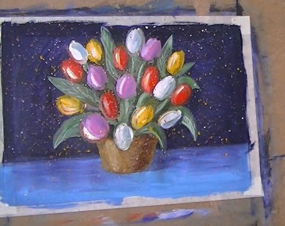 Правополушарное рисование тюльпаны