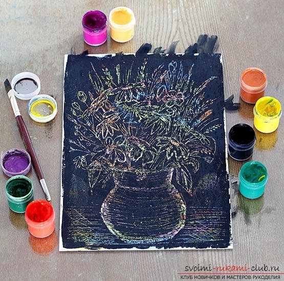 Техника граттаж рисование гуашью