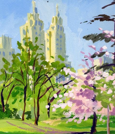 Рисуем городской пейзаж гуашью