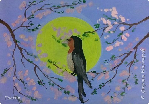 Весенние птицы гуашью