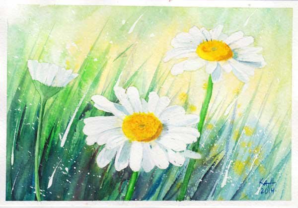 Ромашки гуашью