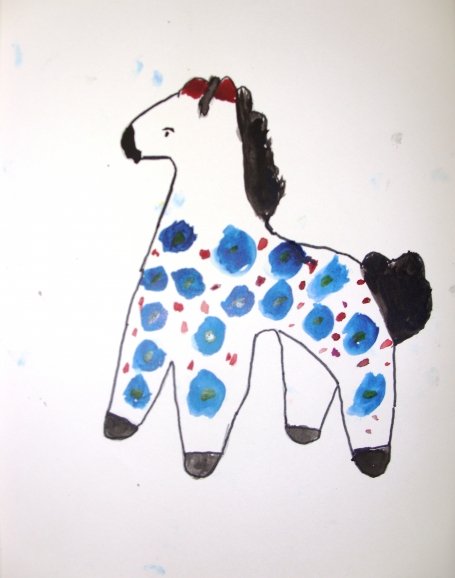 Дымковский конь рисование