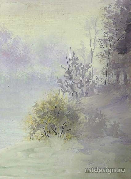Лес и горы акварелью