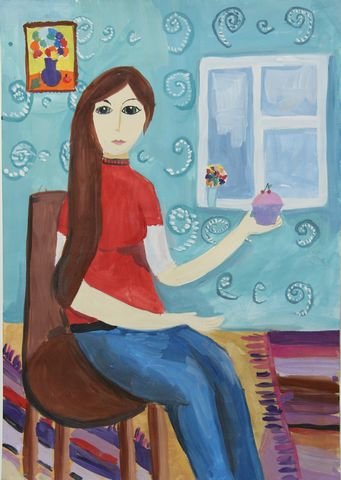 Моя мама гуашь