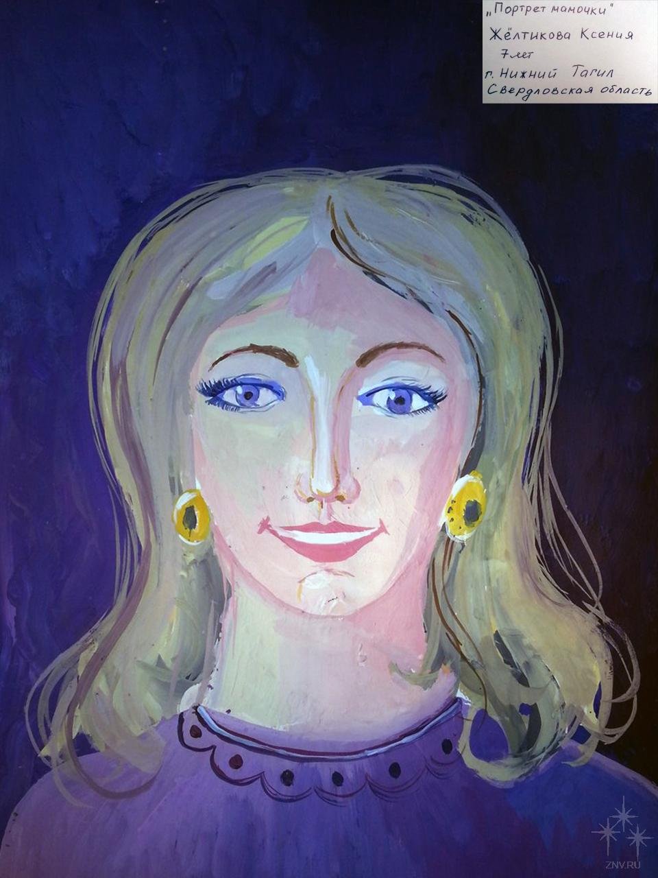 Портрет мамы гуашью