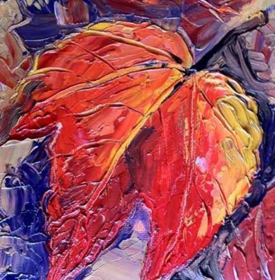 Картина маслом листья