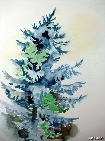 Акварельные краски елкой