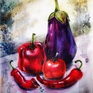 Перец акварелью