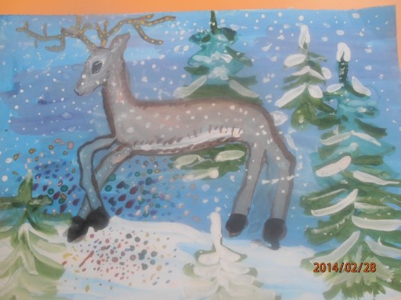 Серебряное копытце гуашью