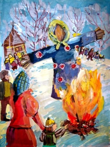 Масленица рисунок гуашью (49 фото)