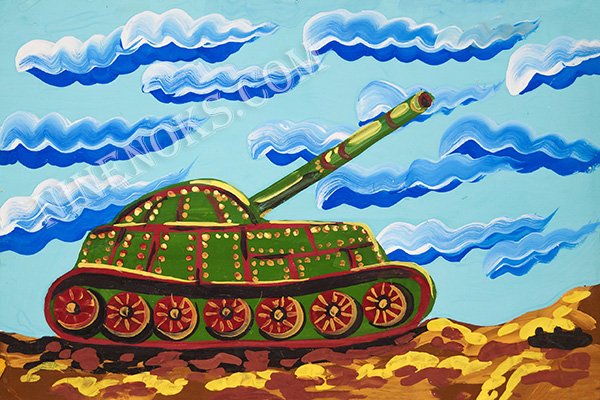 Рисование гуашью танк