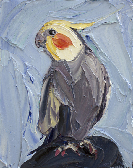 Попугай красками гуашь