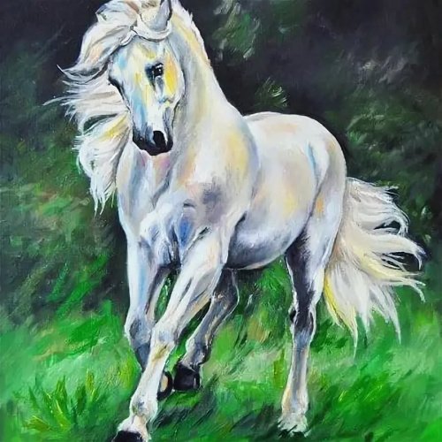 Лошадь гуашью