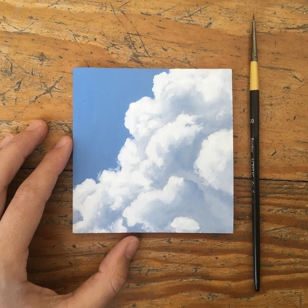 Рисуем облака акрилом