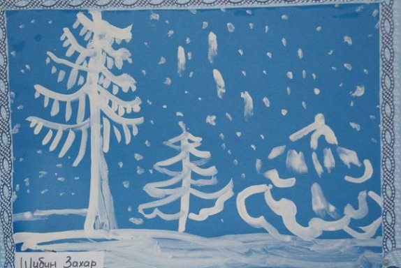 Зима рисование в старшей группе красками