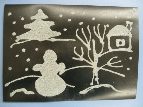 Рисование манкой на бумаге