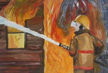 Пожарник рисунок