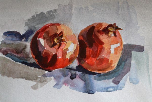 Этюды акварелью гранат