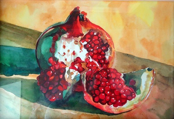 Гранат живопись акварелью