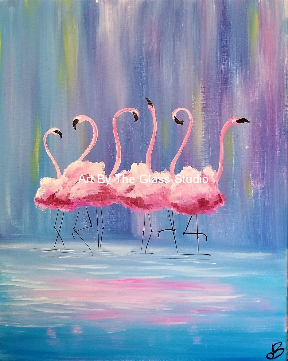 Картина розовый Фламинго