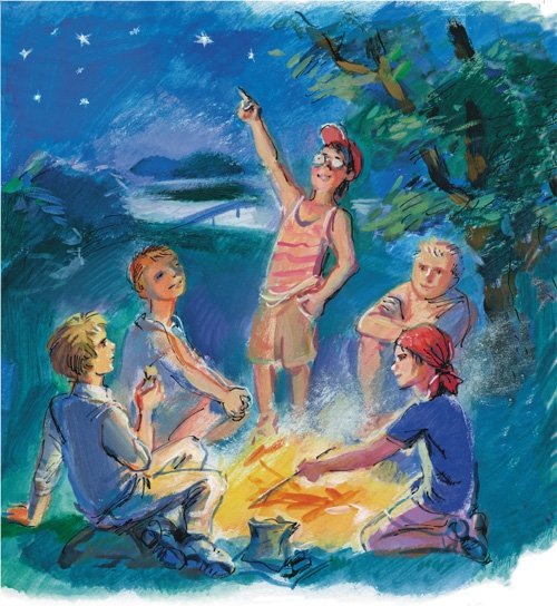 Дети у костра летом