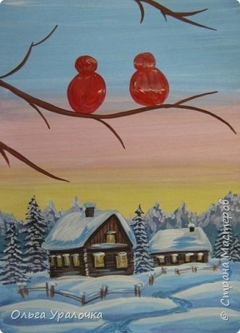 Снегирь пастелью