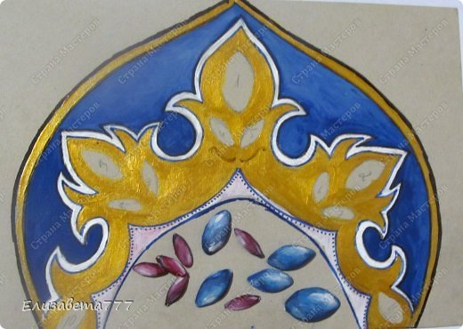 Кокошник рисунок красками