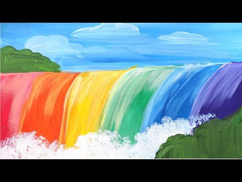 Радужный водопад гуашью
