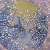 Мороз на окнах акварель