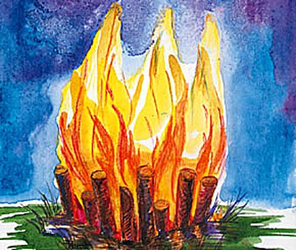 Изображение угасающего костра