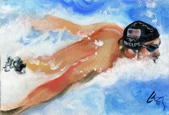 Пловец живопись