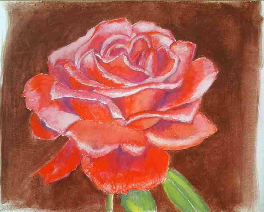 Рисуем розу гуашью
