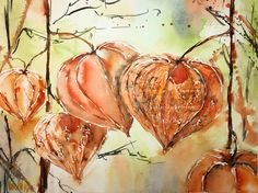 Физалис акварелью