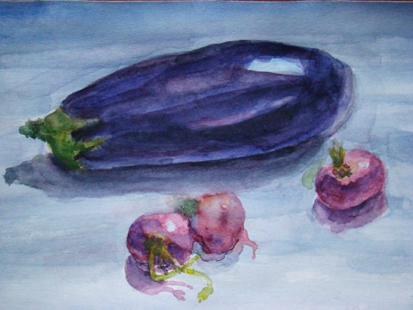 Натюрморт с овощами акварель