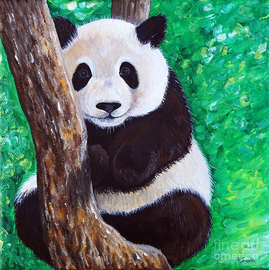 Панда акриловыми красками